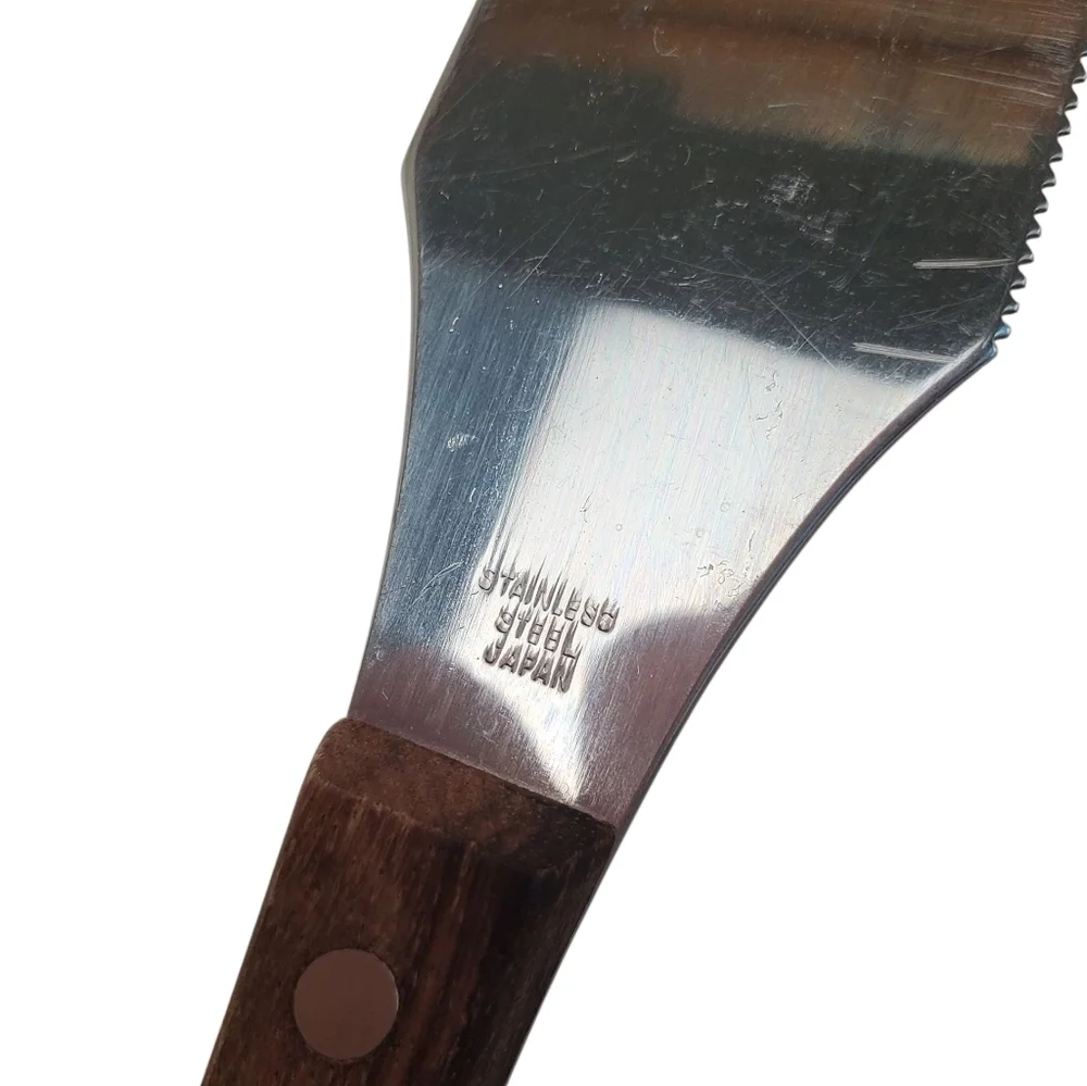 Vntg Mid-Century Modern Wood Handle Cake Knife. Stainless. Made In Japan